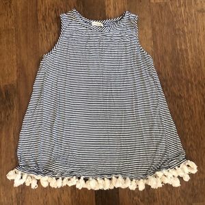EUC flowy striped tank with tassels size medium